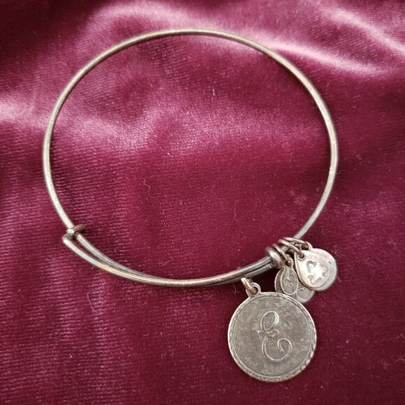 Alex and Ani E Initial Letter Charm Bracelet  Bangle   269 - Picture 1 of 3